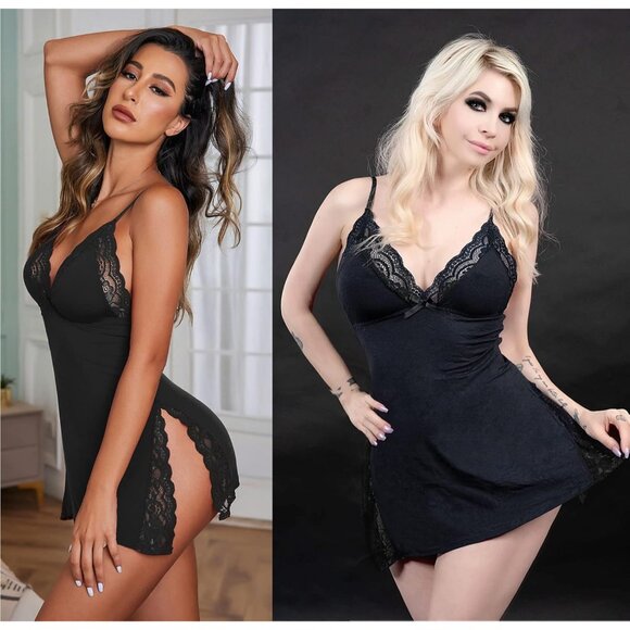 Charming Women’s Modal Nightwear in Black - Spaghetti Strap and Sleek Design - Picture 3 of 6